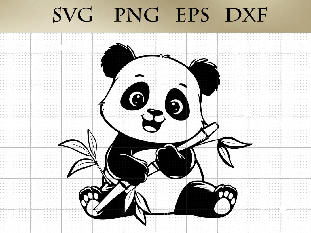 Panda With Bamboo SVG Png Eps Dxf Baby Panda Vector Silhouette Animal ...