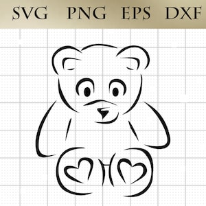 Teddy Bear SVG, png, dxf, eps file, Cute Bear, Cut File, Teddy Bear Silhouette, Drawing, Teddy Bear Vector, Cricut File, Digital Download