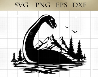 Monster van Loch Ness silhouet SVG png eps dxf Nessie Vector Clipart Cricut digitaal bestand