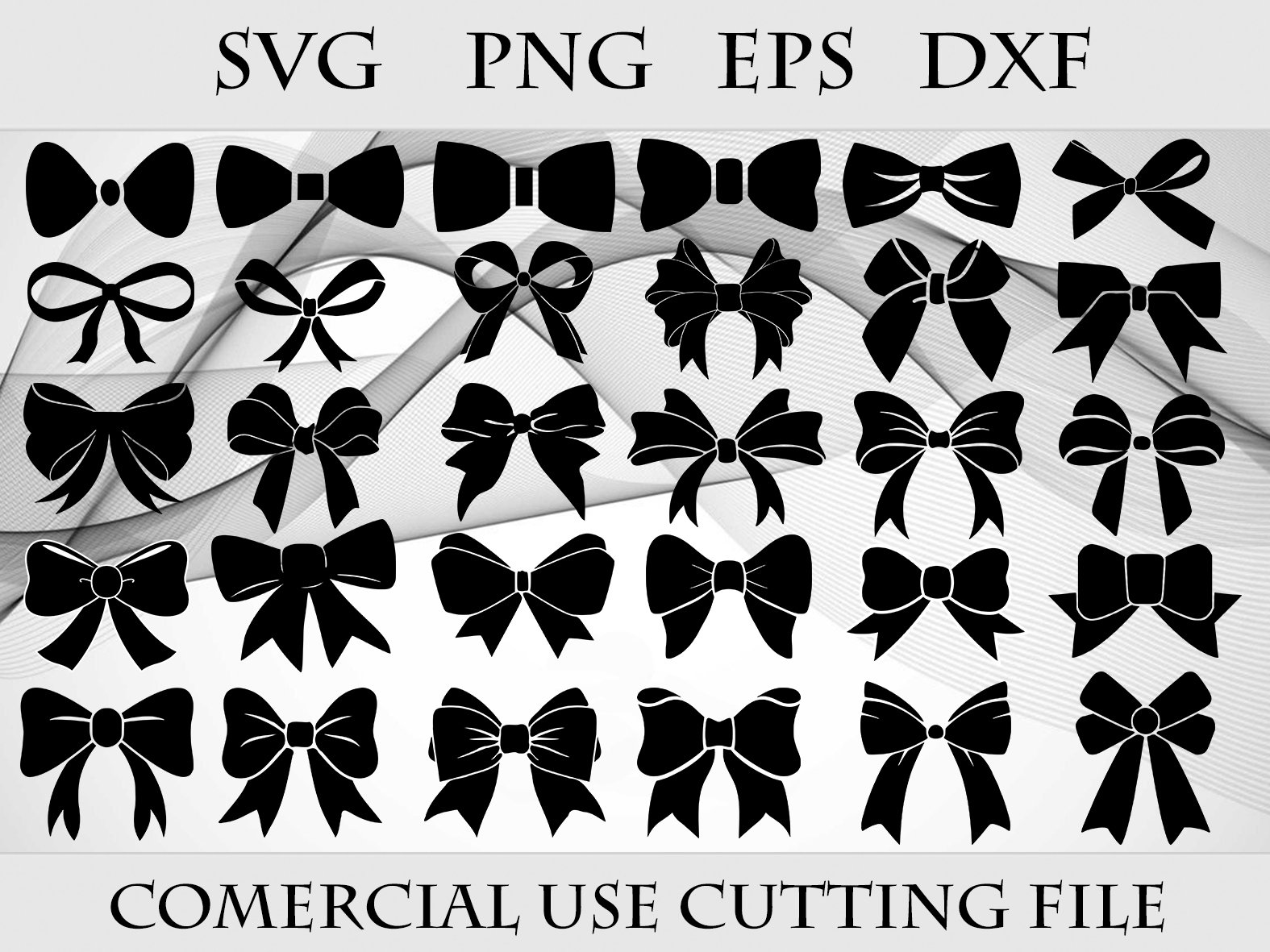 30 Bundle Bow Tie SVG png eps dxf Cricut Silhouette Vector Clip Art Digital File