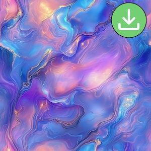 Puede incluir: Obra de arte digital abstracta con un diseño fluido y veteado. La imagen presenta una mezcla de azules, morados y rosas, con acentos dorados. Los patrones arremolinados crean una sensación de profundidad y movimiento, que se asemeja a un paisaje celestial o etéreo.