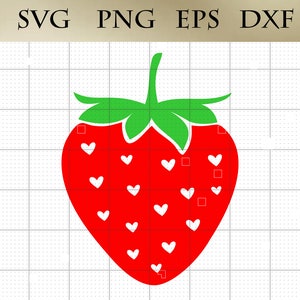 Coloured Heart Strawberry svg png eps dxf Red Berry Cut File, Cartoon, Vector Art, Clip Art Cuttable Cricut Digital Design