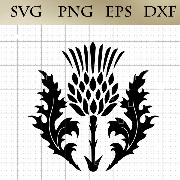 Chardon écossais SVG png eps dxf fichier découpe Cricut Silhouette Vector Art dessin téléchargement numérique