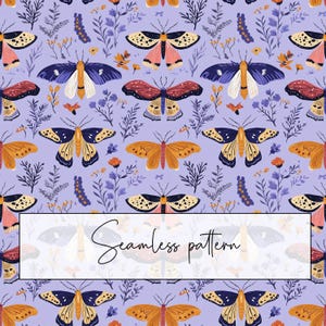 Lila Hintergrund Motte Musterdesign, Boho, druckbare Karte, Sublimation, digitales Papier, digitaler Download