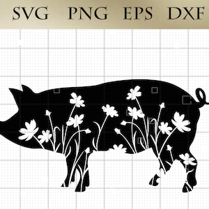 Floral Pig SVG, png, dfx, eps, Farmhouse SVG, Farmhouse Sign, Farmhouse Decor, Farm Life, Cut File Cricut Digital Download