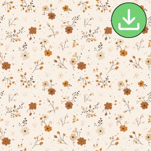 Patrón sin costuras de flores ditsy beige y marrón, estampado floral bohemio otoñal neutro, delicado, pequeño, papel digital, descarga digital