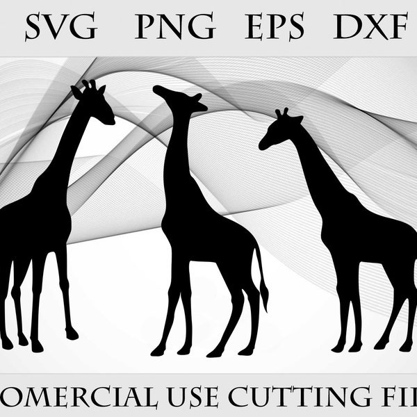 Giraffe Silhouette SVG png eps dxf Cricut Cut File Vector Clipart Bundle Digital Download