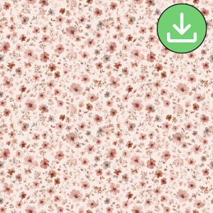 Rozeachtig beige en bruine bloemen naadloos patroon, herfst Boho kleine ditsy bloemen herhalingspatroon, afdrukbaar, digitaal papier, digitale download