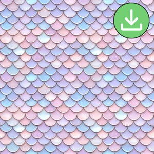 Naadloos pastelkleurige zeemeerminschubbenpatroon, lichte kleuren, herhalend patroon, tegel, afdrukbaar, digitale download