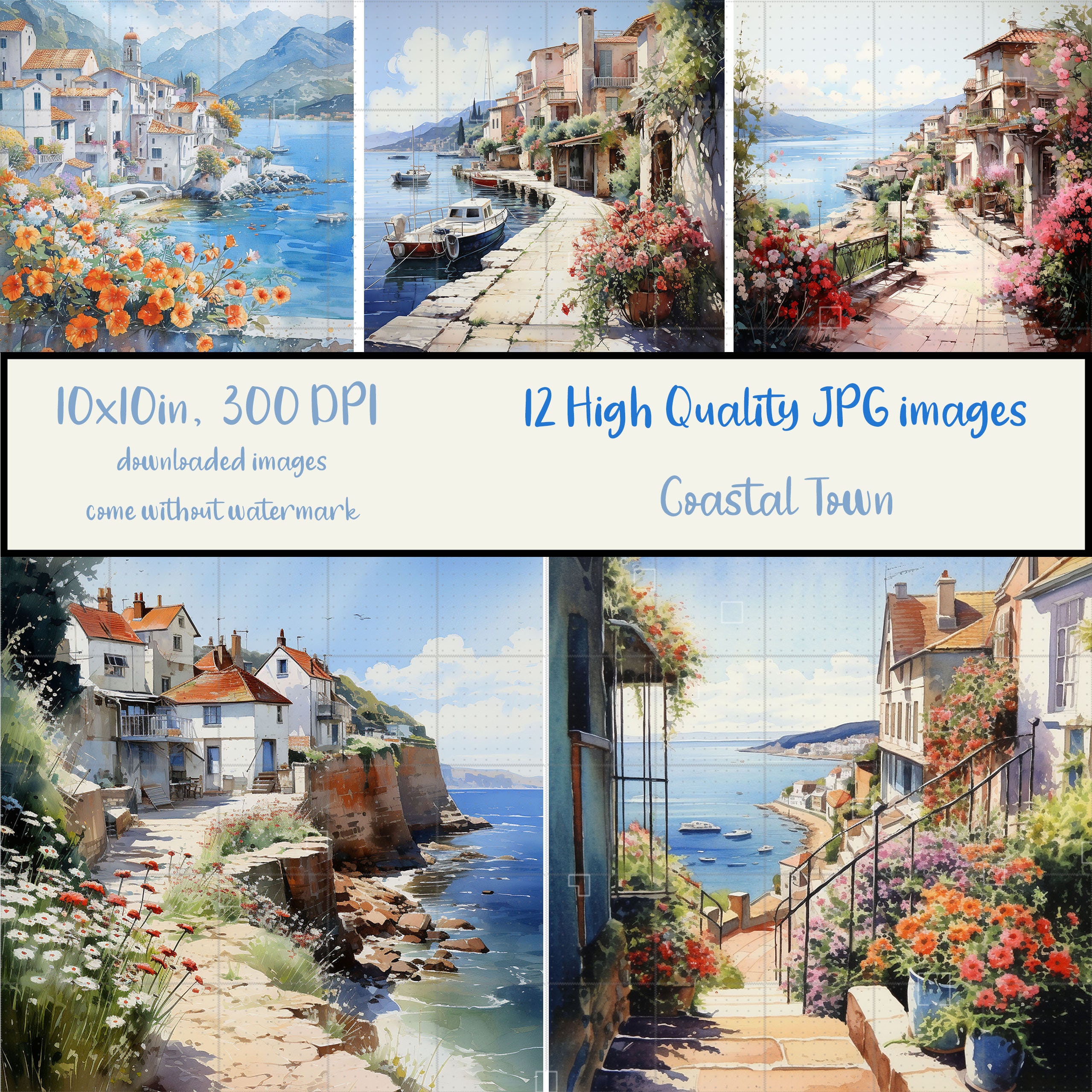 Art Plates Seaside Town Mouse Pad - 9.25x7.75 Inch Non-Slip Rubber Base