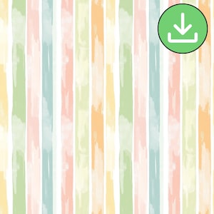 Multicolor Watercolor Pastel Stripes Seamless Pattern, Light Distressed Stripes Repeat Pattern Tile, Printable, Digital Download