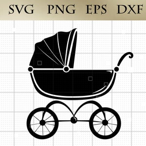 Cochecito de bebé SVG png eps dxf Cochecito de bebé Silueta vectorial Clipart Archivo de corte Cricut Archivo digital