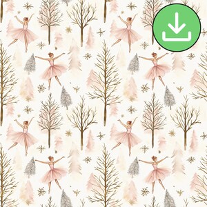 Weihnachten Blush rosa Ballerina Beige Musterdesign, Schwanensee, Rapport, digitales Papier, Geschenke Basteln, Journal, digitaler Download