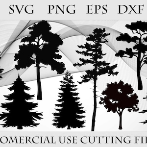 Pacchetto di alberi della foresta SVG png eps dxf Cricut Cut File Silhouette Vector Clipart Download digitale