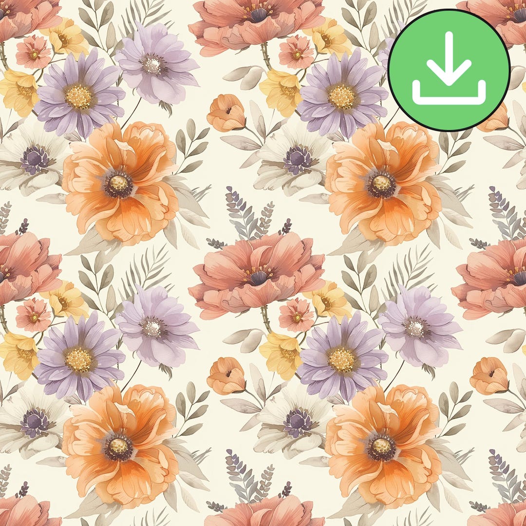 Light Pastel Flower Seamless Pattern, Muted Soft Warm Floral Repeat ...