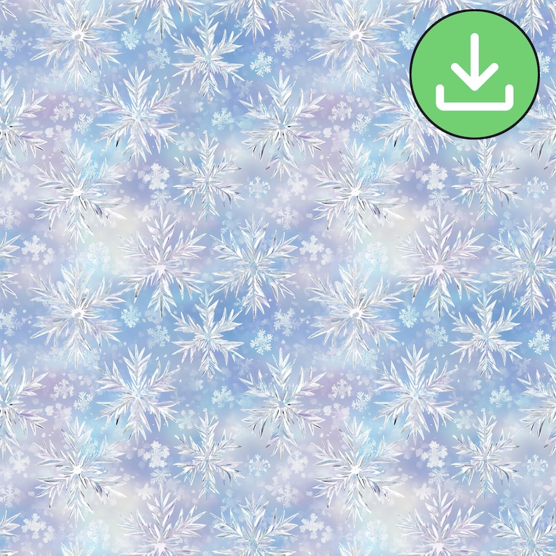 Snow Pattern Repeatable Iridescent Snowflake Seamless Pattern, Repeat Tile, for Crafts, Digital ...