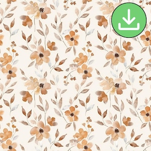 Motif sans couture de fleurs marron doux, motif floral bohème automne neutre, motif tissu, papier peint, papier numérique, téléchargement numérique