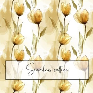 Tulipe jaune moderne transparente motif, motif de répétition de fleur tulipe neutre, tissu motif, conception de papier peint, papier, téléchargement numérique