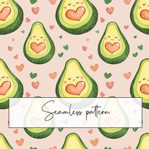 Schattig avocado helften hart naadloos patroon, kawaii avocado's verliefd roze herhaling tegel, digitaal papier, afdrukbare kaart, digitale download