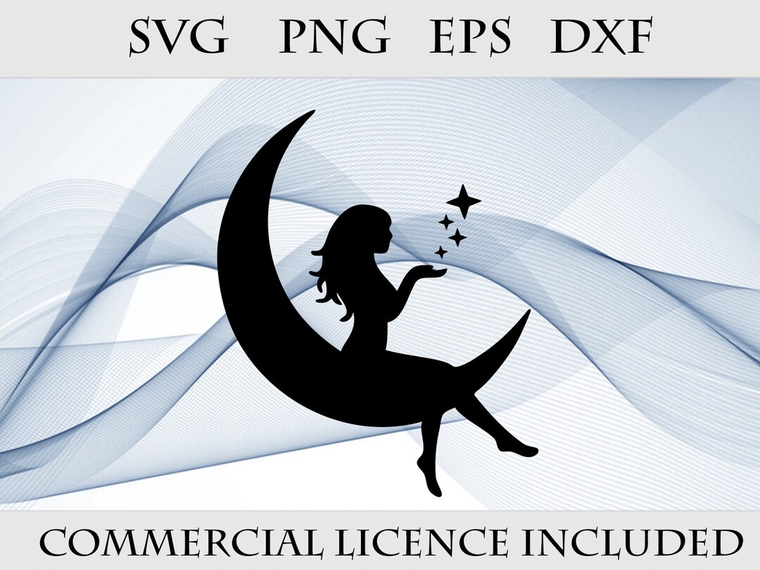 Fairy Moon SVG Png Eps Dxf Cut File, Magical Moon, Vector Art, Clip Art ...