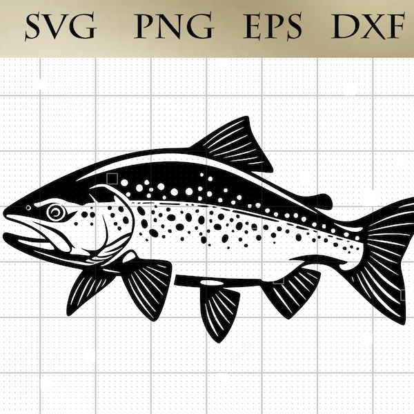Trout Vector Silhouette SVG png eps dxf Fish Clipart Cricut Cutting File Digital File