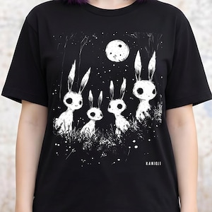 Weirdcore Bunny Shirt | Goth Rabbit Tee, Creepy Cute Dark Cottagecore | Alternative Clothing, Plus Size 2XL-5XL