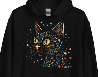 Cat Hoodie, Pastel Goth, Alt Clothing, Witchy Hoodie, Grunge Clothing, Cosmic Space Cat Hoodie, Cosmic Witch, UNISEX