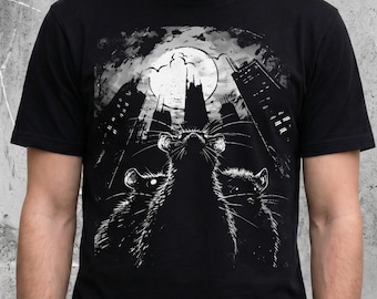 Camiseta Rat City: Camiseta de roedores del Apocalipsis, camiseta gráfica de terror retro, estilo grunge distópico urbano.