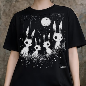 Weird Bunny Shirt, Creepy Rabbit T-Shirt, Weirdcore Clothing, Goth Tshirt, KAMIOJI