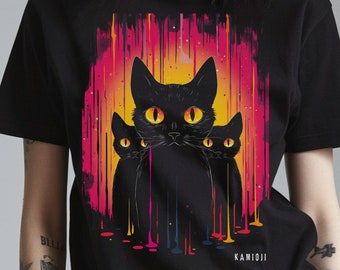 Cute Witchy Black Cat Shirt, Pastel Goth Clothing, Whimsigoth Tshirt, Creepy Cute Pop Art, UNISEX, 2XL 3XL 4XL 5XL