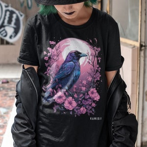 Crow Shirt, Pastel Goth Clothing, Witchy Tshirt, Dark Cottagecore, Gothic Clothes, Raven Art 2XL 3XL 4XL 5XL