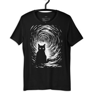 レトロな黒猫シャツ、魔女のゴシック服、ローファイ魔女ホラーTシャツ、ユニセックス、KAMIOJI