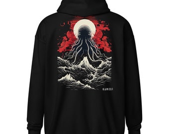 Cthulhu Zip Up Hoodie Horror Octopus Print Gothic Clothes Alt Clothing BACKPRINT 2XL 3XL 4XL 5XL UNISEX