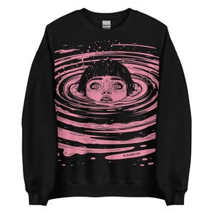 Felpa Anime Horror: Maglione a spirale Drowning Girl, Maglione con grafica stravagante e stravagante, Abbigliamento alternativo