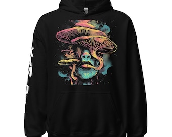 Trippy Mushroom Hoodie: Retro Psychedelic Alt Clothing