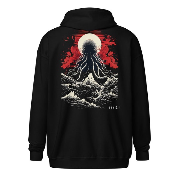 Cthulhu Zip Up Hoodie Horror Octopus Print Gothic Clothes Alt Clothing BACKPRINT 2XL 3XL 4XL 5XL UNISEX