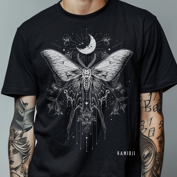 Luna Moth Tshirt, Deaths Head Moth, Dark Cottagecore, Alt Clothing, Occult T Shirt, UNISEX 2XL 3XL 4XL 5XL
