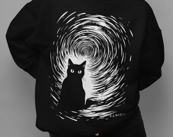 Grunge Cat Sweatshirt, Lofi Witch Sweater, Alt Clothing, Gothic Clothes, Witchy Aesthetic