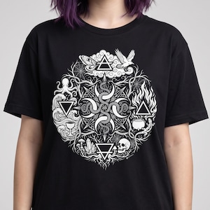 Four Elements Shirt | Witchy Snake Mandala Tee, Alchemy Symbol Occult | Alternative Clothing, Plus Size