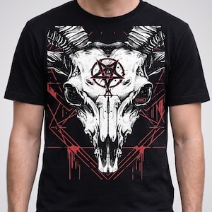 Baphomet Shirt | Occult Pentagram Tee, Satanic Goat Skull | Alternative Clothing, Plus Size