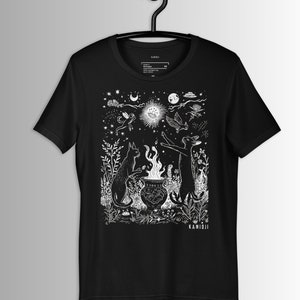 Celestial Cat Tshirt Witch Shirt Dark Cottagecore Weirdcore Abstract Art Goth Clothing UNISEX 2XL 3XL 4XL 5XL