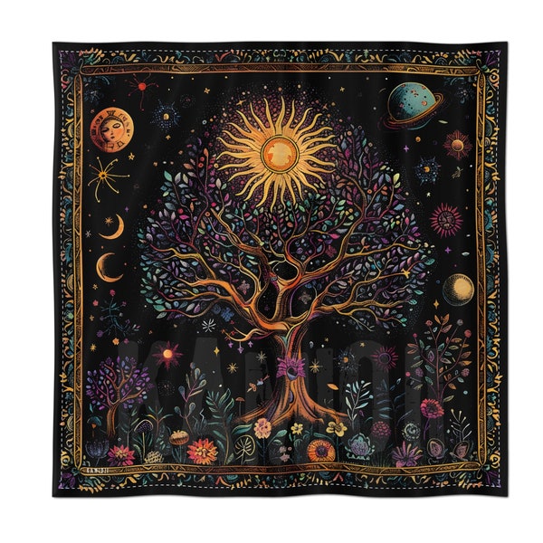 Celestial Tree of Life Tarot Cloth, Altar Cloth, Witchy Gifts, Small Square Table Cloth, For Tarot Readings