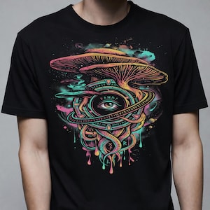 Trippy Mushroom Shirt, Retro Third Eye Tshirt, Alternative Festival T-Shirt