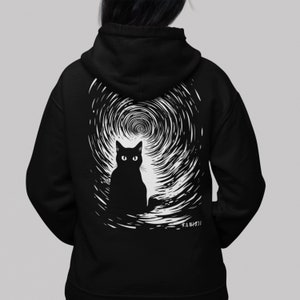 Black Cat Zip Up Hoodie, Gothic Clothes, Witch Aesthetic, Retro Lofi Horror, UNISEX 2XL 3XL 4XL 5XL