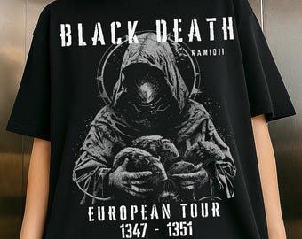 Black Death T-Shirt: Plague Doctor Rat Shirt, Medieval Goth Tee, Alt Clothing, KAMIOJI