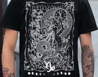 Capricorn Zodiac Shirt, Zodiac Print, Witchy Clothing, Aesthetic Shirt, Witch T Shirt, Occult Shirt