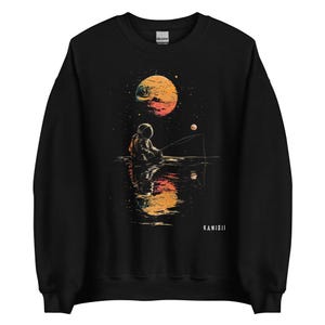 Trippy Astronaut Fishing Sweatshirt: Cosmic Space Alt Clothing