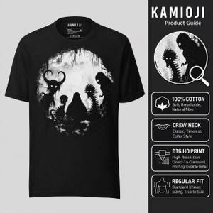 Cryptid friends T-shirt infographic.