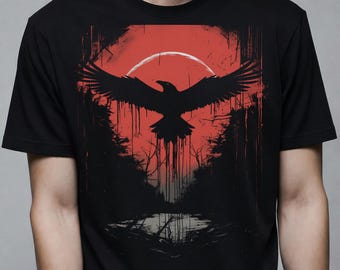 Gothic Crow Tshirt, Witchy Raven Shirt, Occult Dark Art Clothing, Alternative Clothing