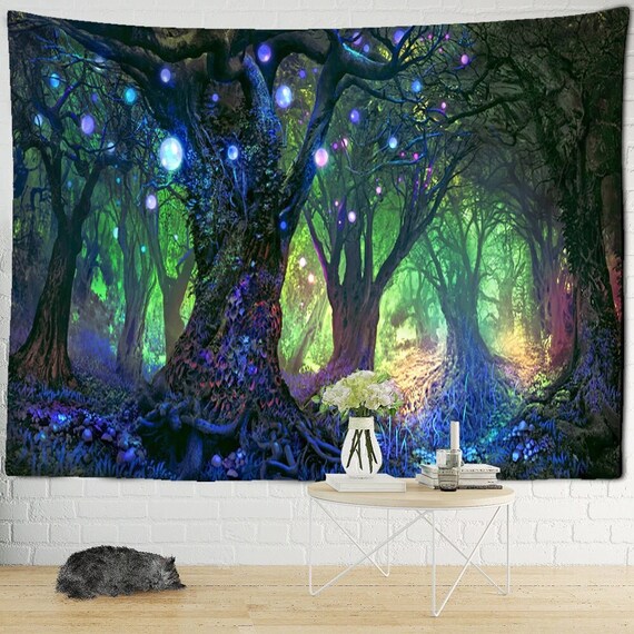 Enchanted Forest Wall Art. Mushroom Tapestry. Wall Hanging. Etsy UK